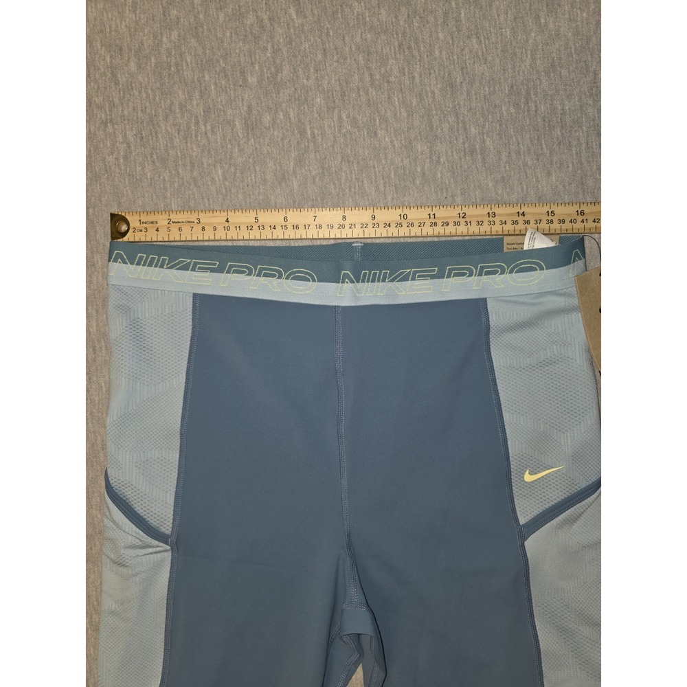 Nike Pro High-Waisted 7/8 Training Aqua Blue Leggings XL DX0063-440 - Picture 7 of 9